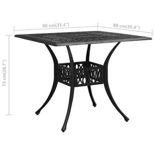 Havebord 90x90x73 cm støbt aluminium sort