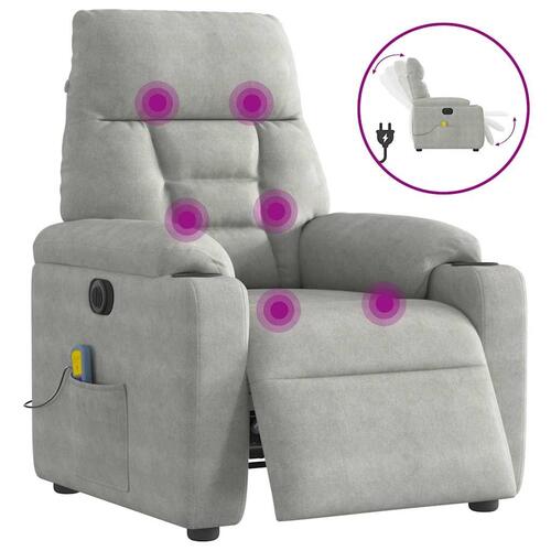 Massagestol mikrofiberstof lysegrå
