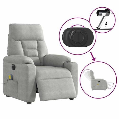 Massagestol mikrofiberstof lysegrå