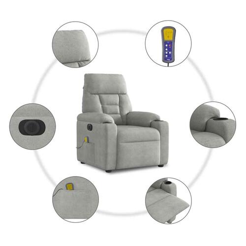 Massagestol mikrofiberstof lysegrå