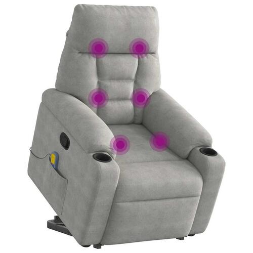 Massagestol med løftefunktion mikrofiberstof lysegrå