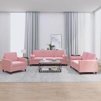 3 personers sofa med puder velour lyserød