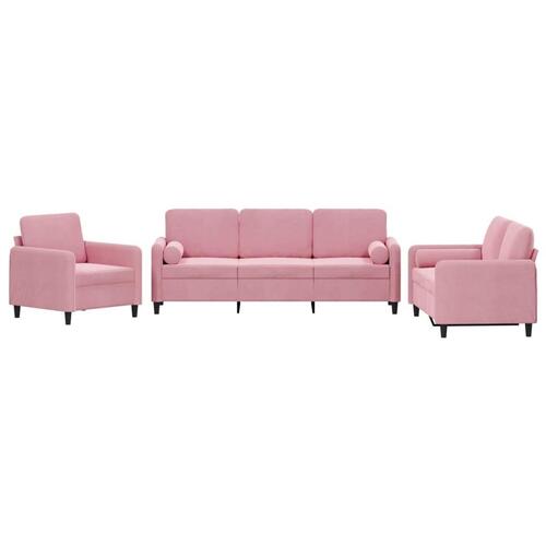 3 personers sofa med puder velour lyserød