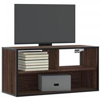 Tv-bord 80x31x39,5 cm konstrueret træ og metal brunt eg