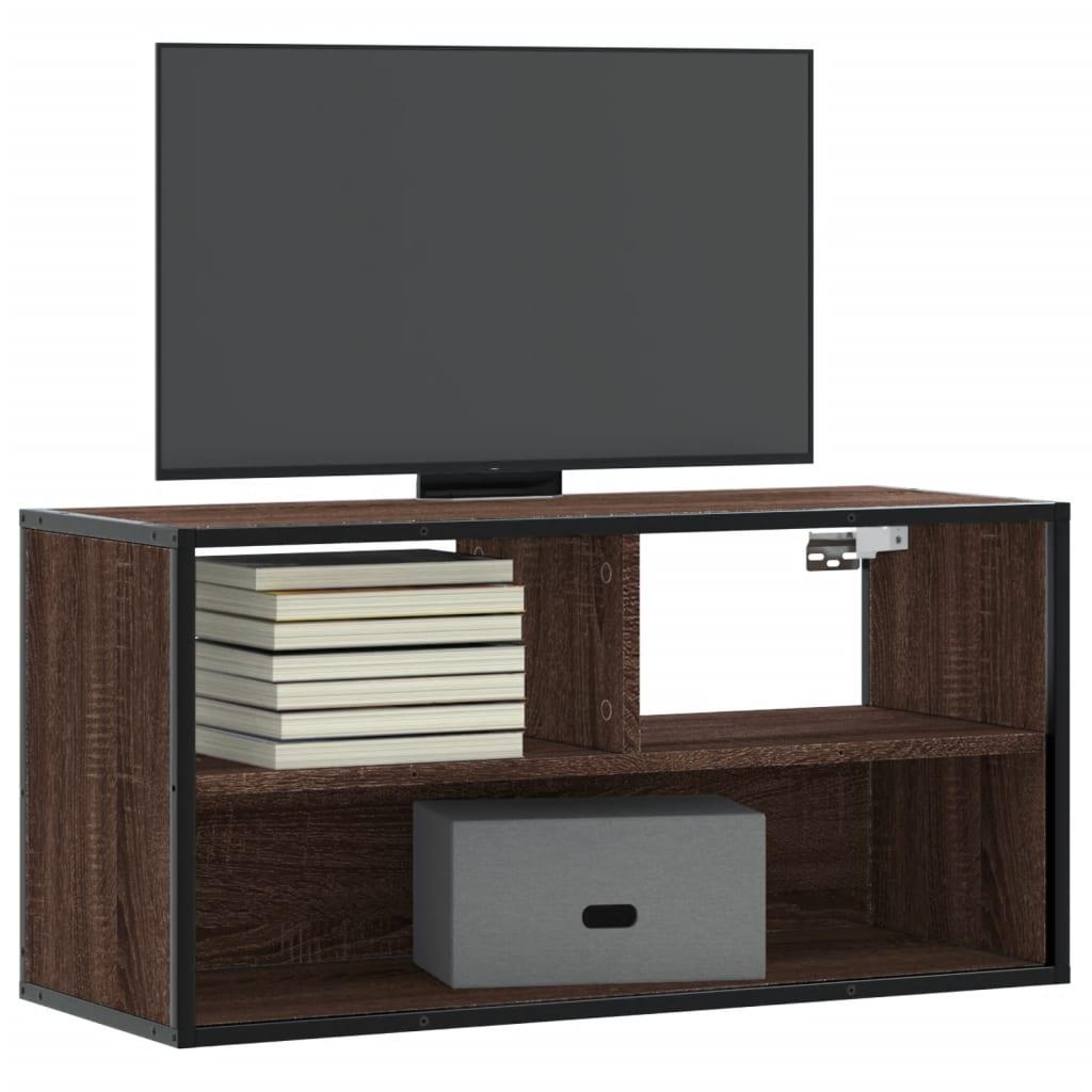 Tv-bord 80x31x39,5 cm konstrueret træ og metal brunt eg
