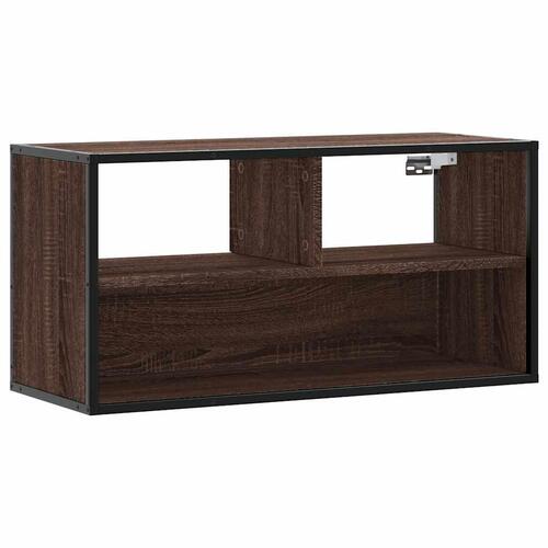 Tv-bord 80x31x39,5 cm konstrueret træ og metal brunt eg