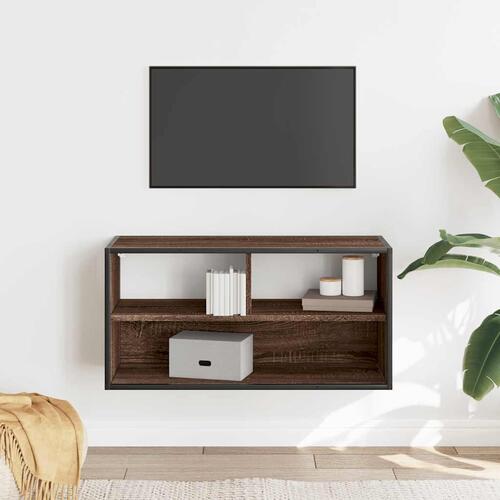 Tv-bord 80x31x39,5 cm konstrueret træ og metal brunt eg