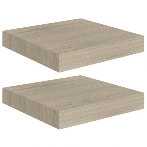 Væghylder - 2 stk. 23 × 23,5 × 3,8 cm i MDF, egetræsfarve