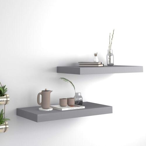 Væghylder 2 stk. 50x23x3,8 cm MDF grå