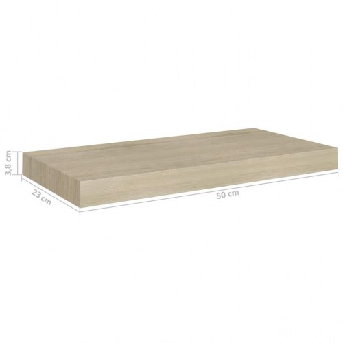 Væghylder 2 stk. - 50 × 23 × 3,8 cm i MDF, egetræsfarve