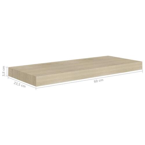 Væghylde 60x23,5x3,8 cm MDF egetræsfarve