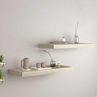 Væghylder 2 stk. 60x23,5x3,8 cm MDF egetræsfarve