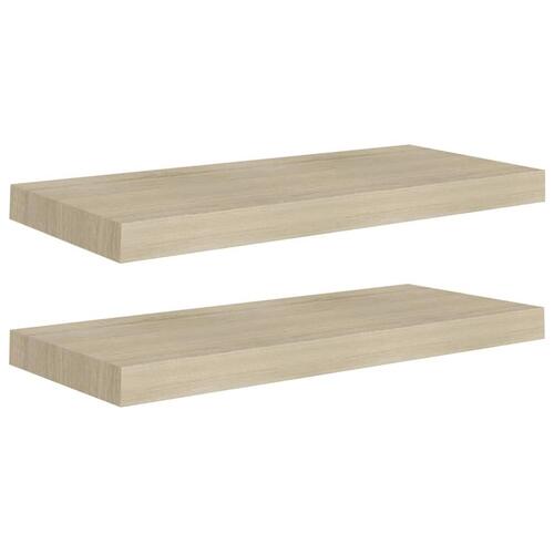 Væghylder 2 stk. 60x23,5x3,8 cm MDF egetræsfarve