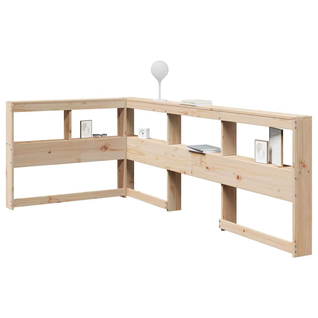 Bogreol Hovedgærde L-Formet 160 Cm Massivt Fyrretræ - Naturfarvet / 98.5 x 218.5 x 80 cm