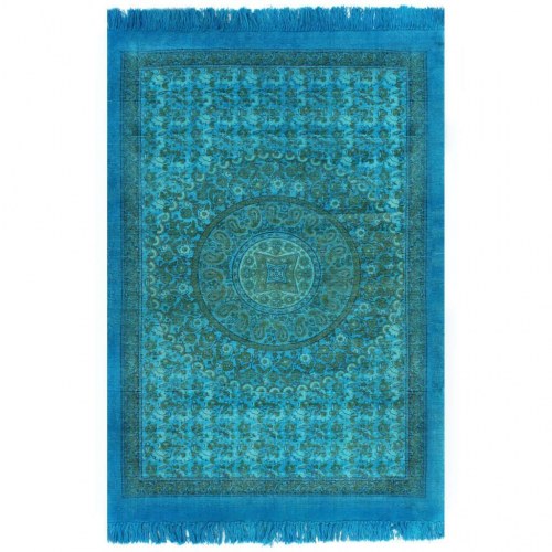 Kilim-tæppe med mønster bomuld 120 x 180 cm turkis
