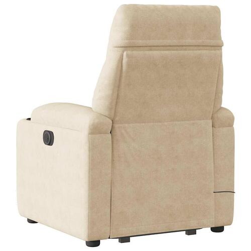 Massagestol med løftefunktion mikrofiberstof cremefarvet