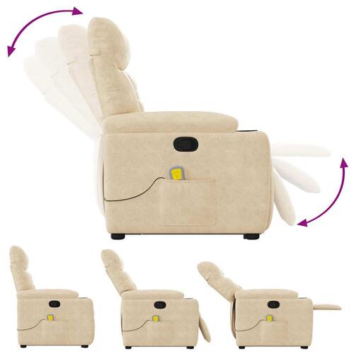 Massagestol med løftefunktion mikrofiberstof cremefarvet