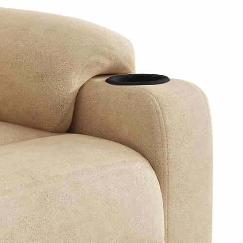 Massagestol med løftefunktion mikrofiberstof cremefarvet