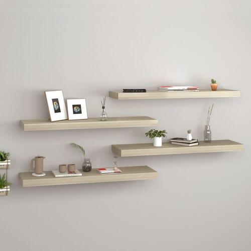 Væghylder 4 stk. 80x23,5x3,8 cm MDF egetræsfarve