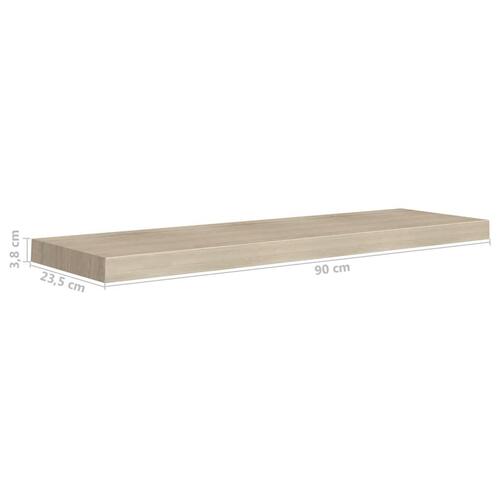 Væghylde 90x23,5x3,8 cm MDF egetræsfarve