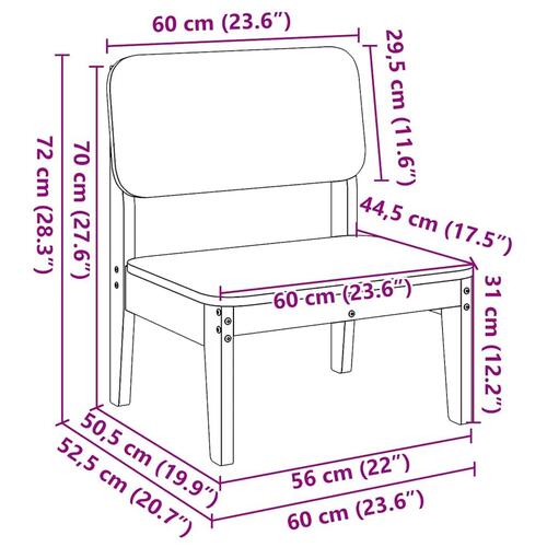 Havestole 2 stk. 60x52,5x72 cm imprægneret fyrretræ