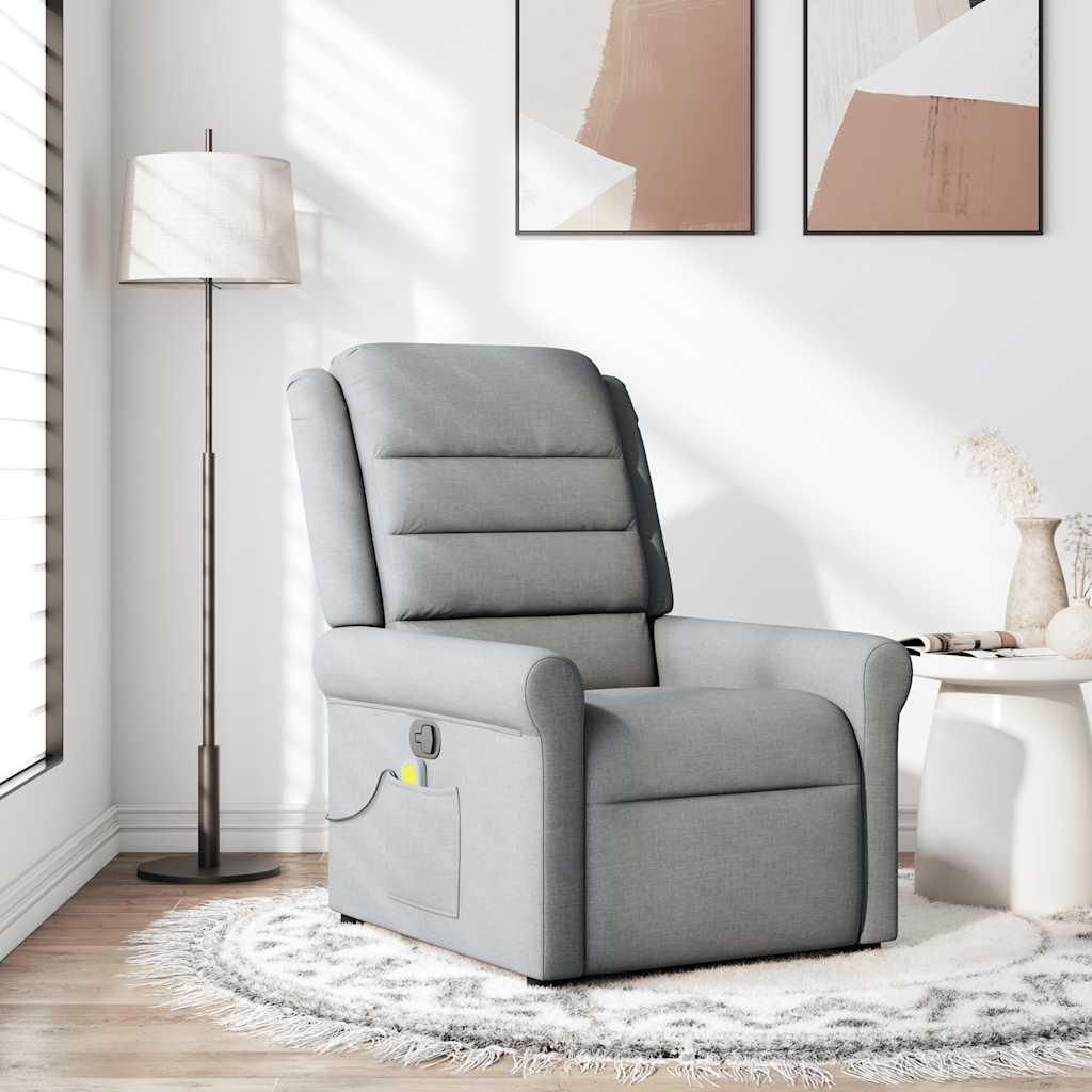 Massagestol stof lysegrå billede
