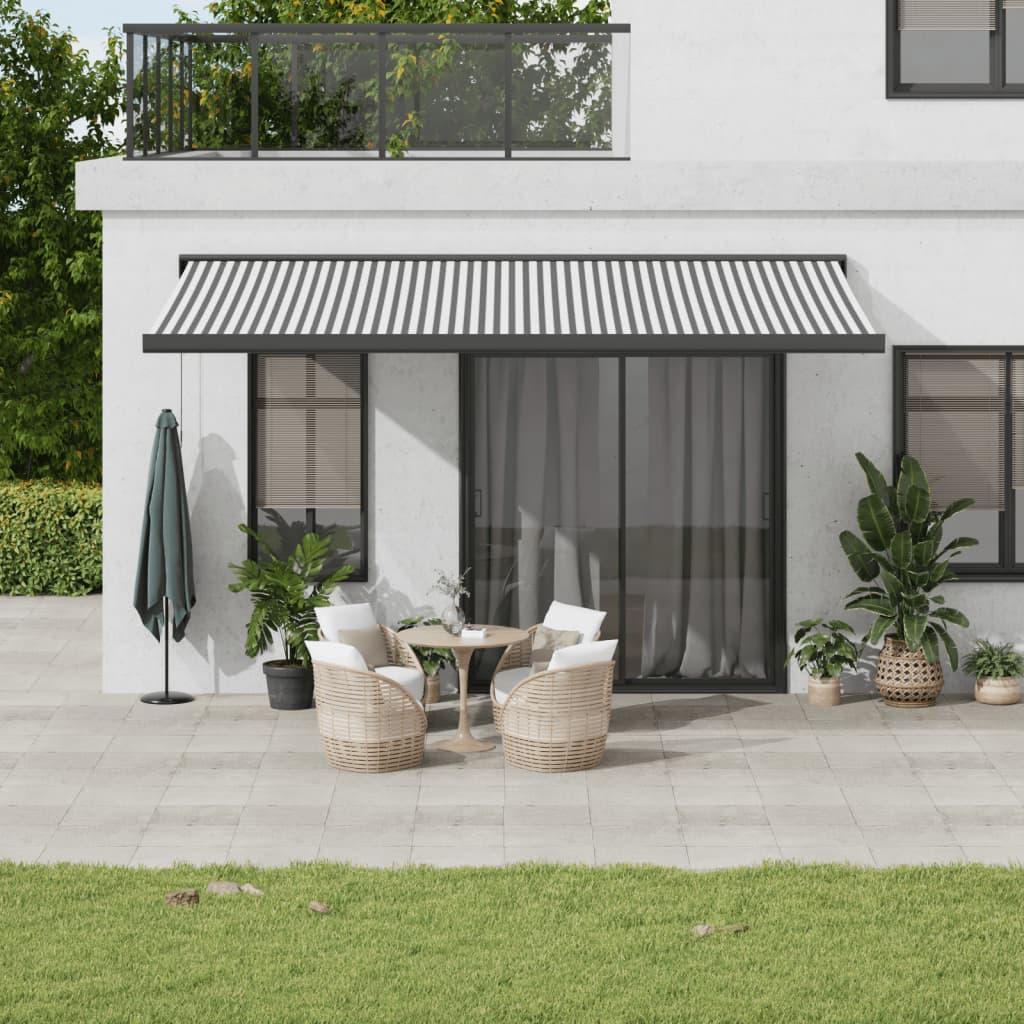 Foldemarkise 5x3 m stof og aluminium antracitgrå og hvid billede