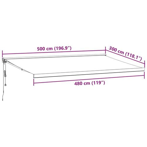 Markise 500x300 cm automatisk betjening brun