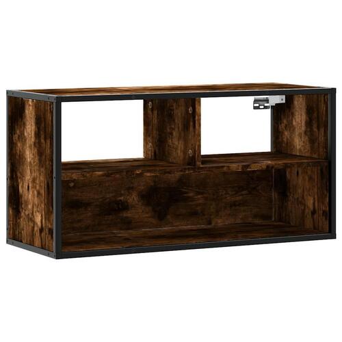 Tv-bord 80x31x39,5 cm konstrueret træ og metal røget egetræ