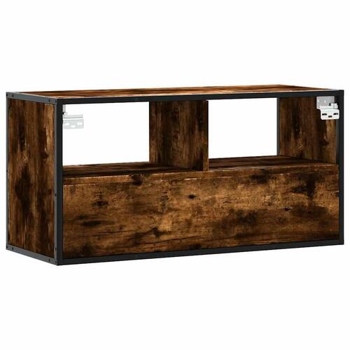 Tv-bord 80x31x39,5 cm konstrueret træ og metal røget egetræ