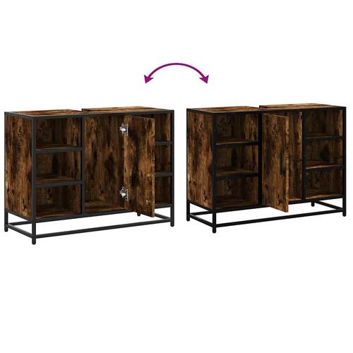Underskab til håndvask 80x33x60 cm konstrueret træ røget eg