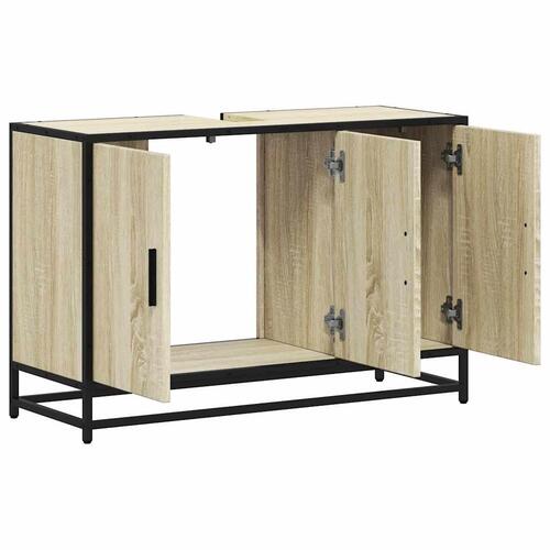 Skab til håndvask til badeværelse 90x33x60 cm sonoma-eg