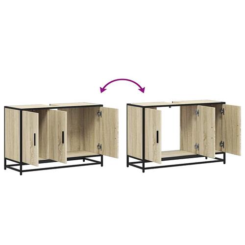 Skab til håndvask til badeværelse 90x33x60 cm sonoma-eg