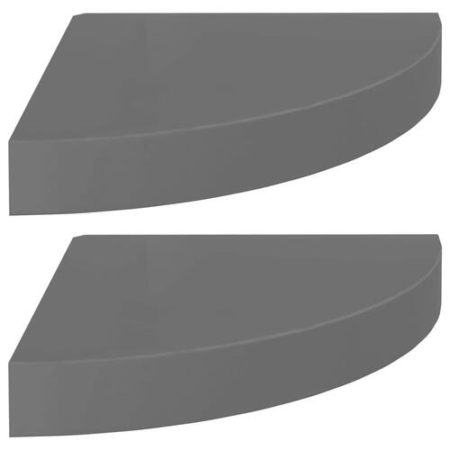 Hjørnehylder 2 stk. 25x25x3,8 cm MDF grå højglans