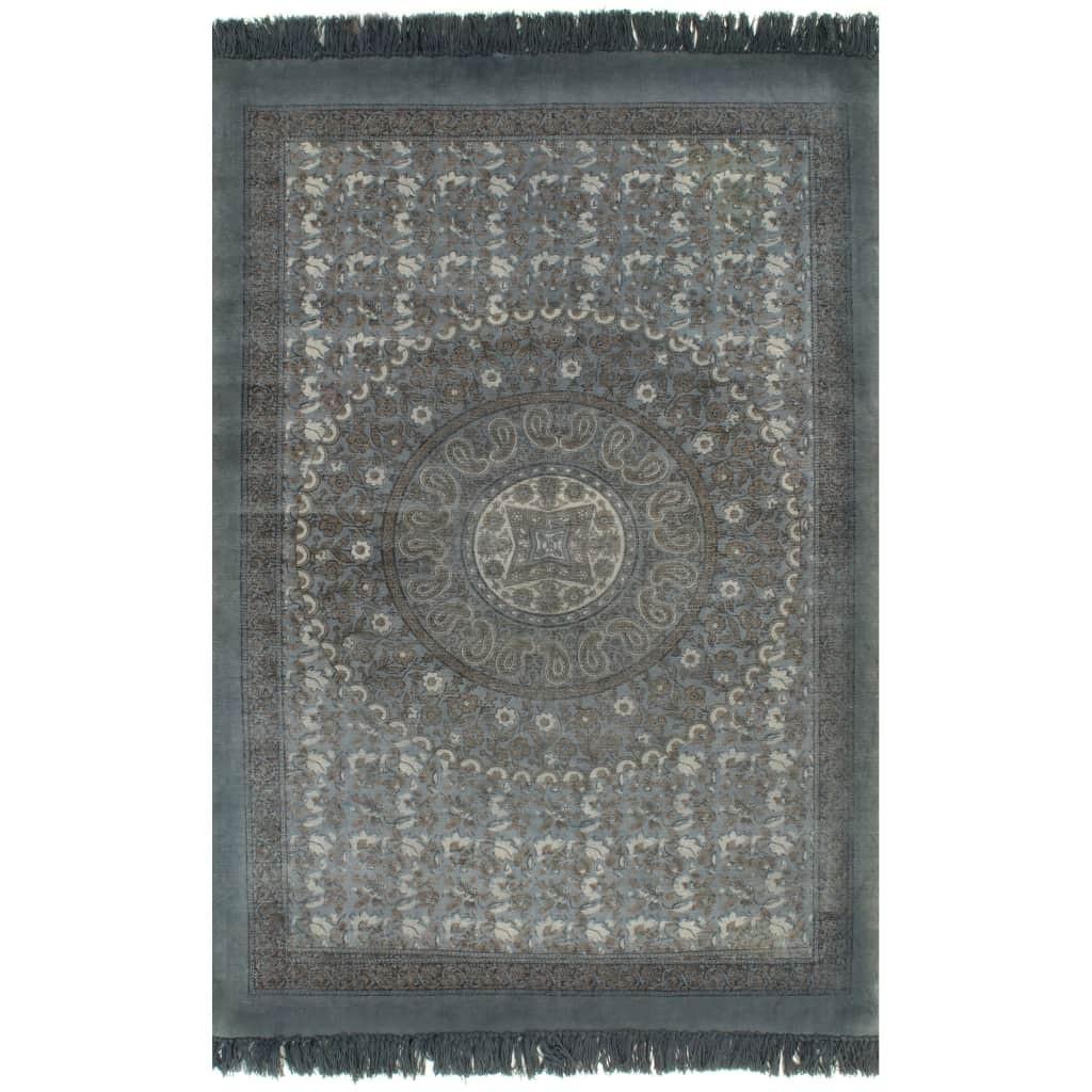 Kilim-tæppe med mønster bomuld 160 x 230 cm grå