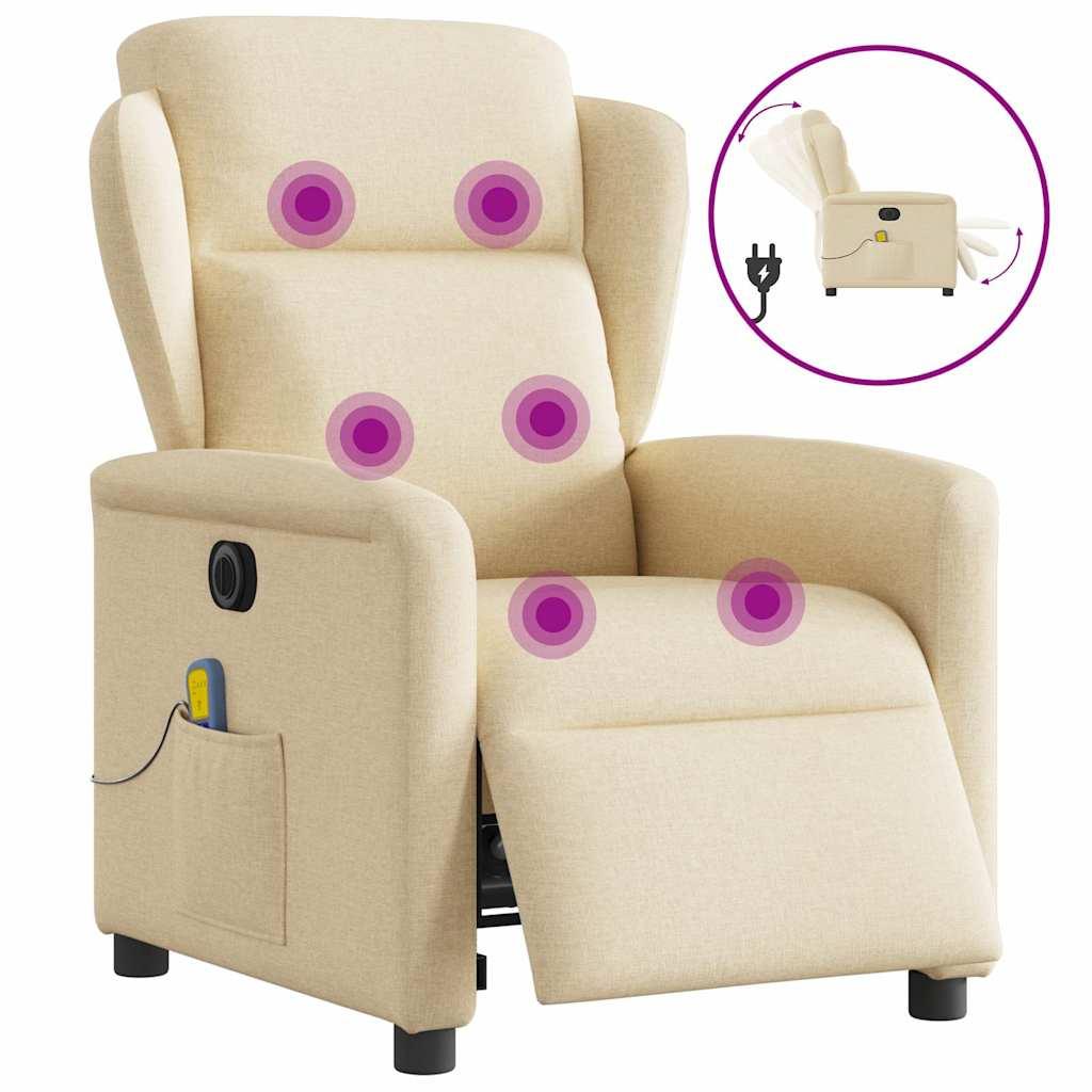 Eldrevet massagestol stof cremefarvet