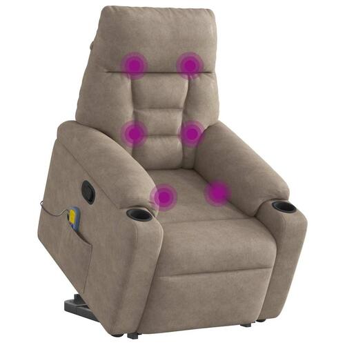 Massagestol med løftefunktion mikrofiberstof gråbrun