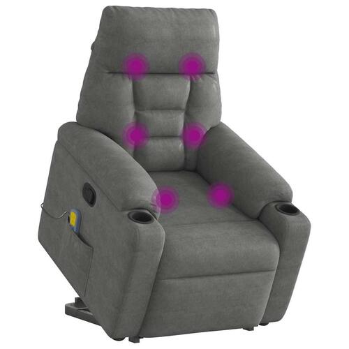 Massagestol med løftefunktion mikrofiberstof mørkegrå