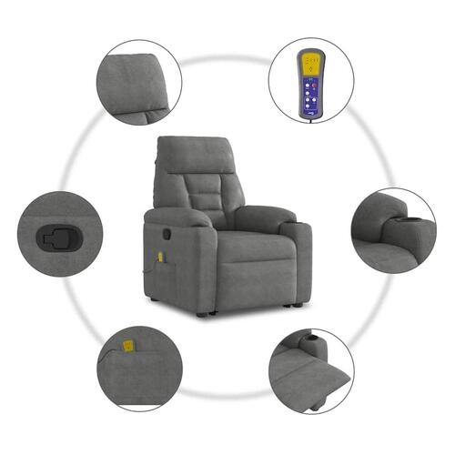 Massagestol med løftefunktion mikrofiberstof mørkegrå