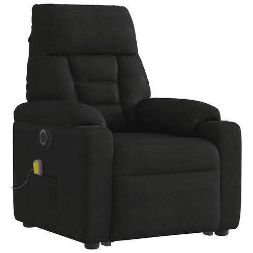 Massagestol med løftefunktion mikrofiberstof sort