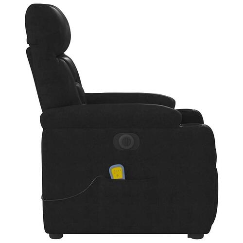 Massagestol med løftefunktion mikrofiberstof sort