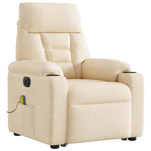 Massagestol med løftefunktion mikrofiberstof beige