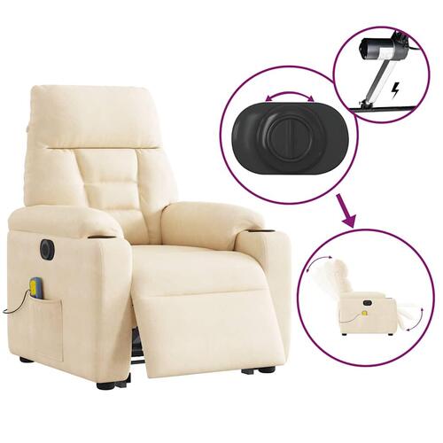 Massagestol med løftefunktion mikrofiberstof beige