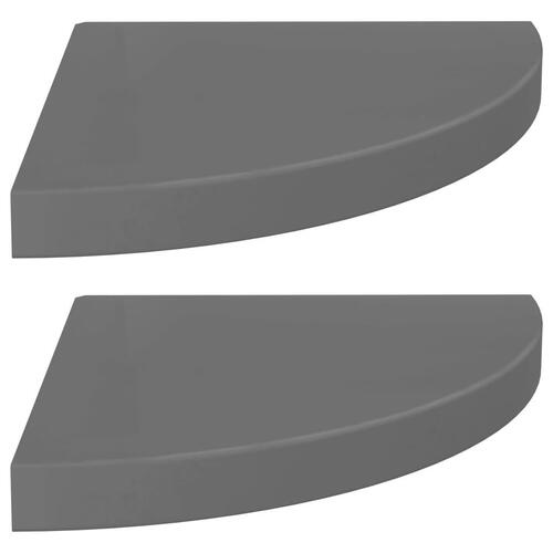 Hjørnehylder 2 stk. 35x35x3,8 cm MDF grå højglans