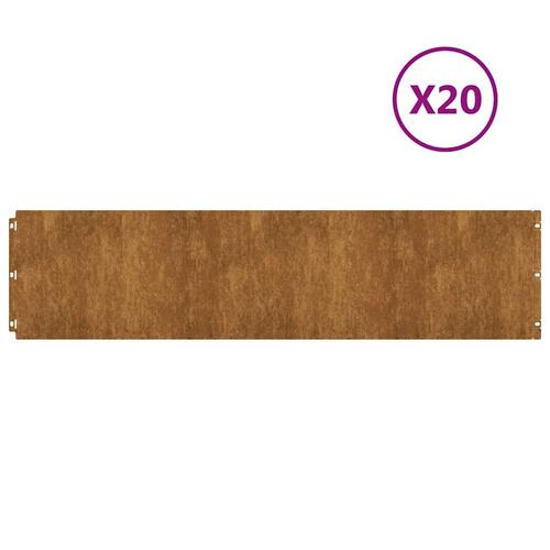 Plænekanter 20 stk. 25x103 cm fleksibelt vejrbestandigt stål
