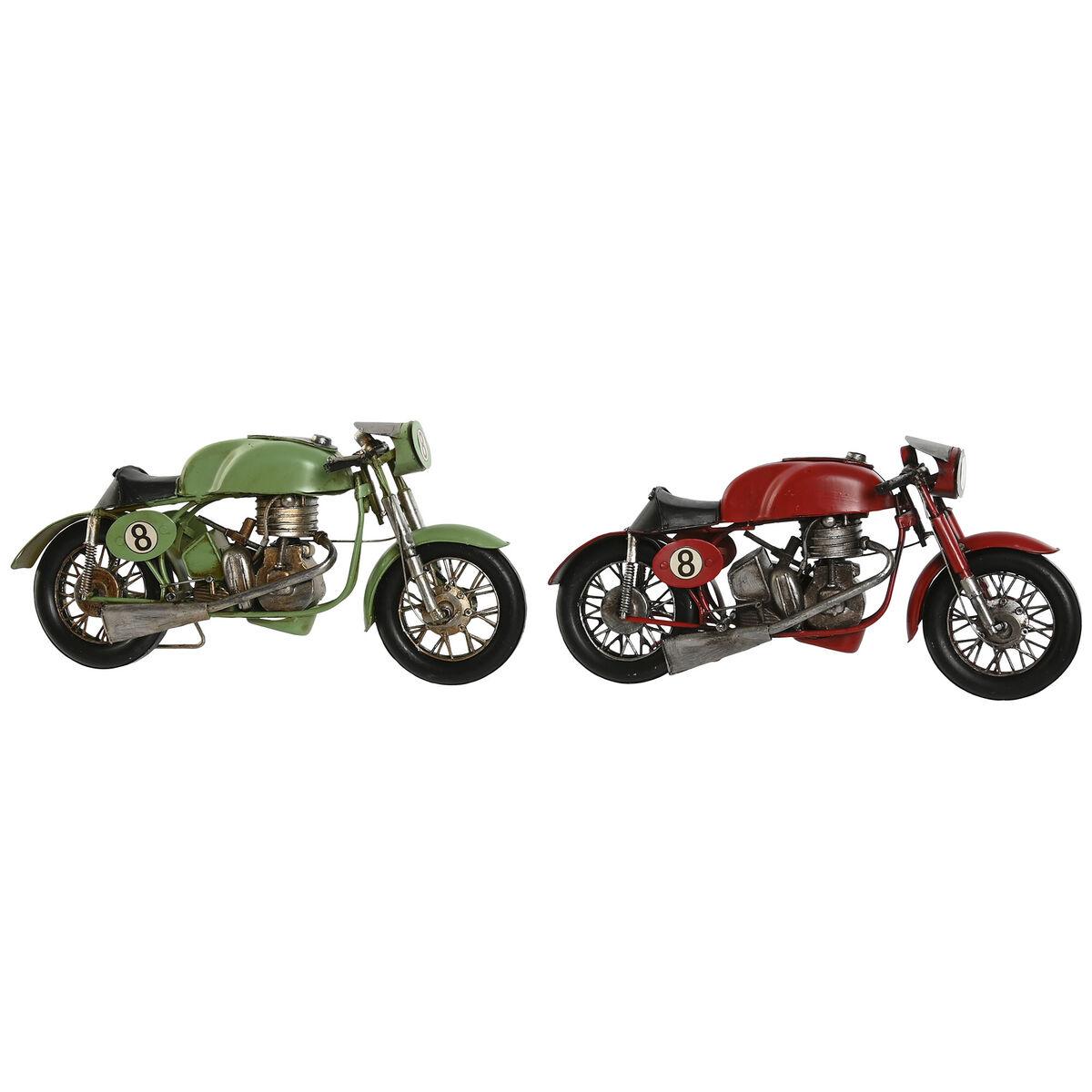 Dekorationsfigurer - Vintage motorcykler, rød/grøn, 32 x 11 x 15 cm (2 stk.)