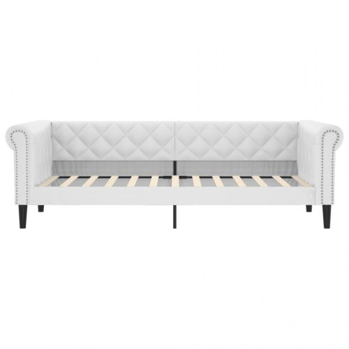 Daybed 80×200 cm i hvidt kunstlæder - sovesofa med lamelbund