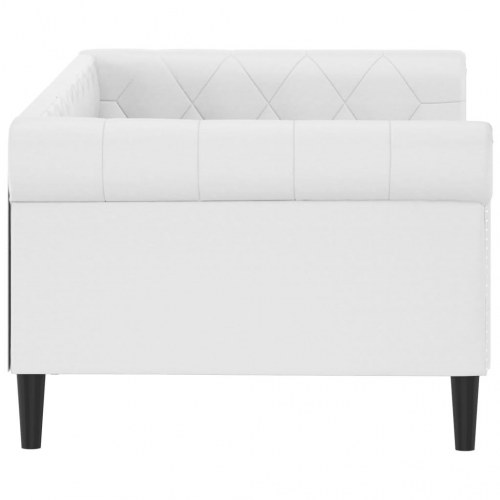 Daybed 80×200 cm i hvidt kunstlæder - sovesofa med lamelbund