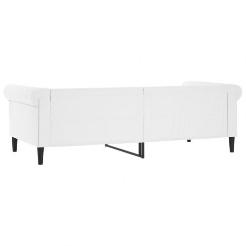 Daybed 80×200 cm i hvidt kunstlæder - sovesofa med lamelbund