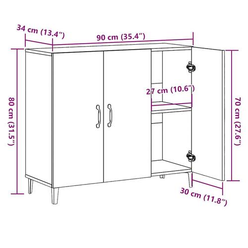 Skab 90x34x80 cm konstrueret træ kunsteg